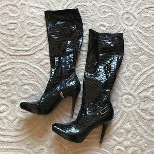 Guess Black Calf High 5” Heel Boots